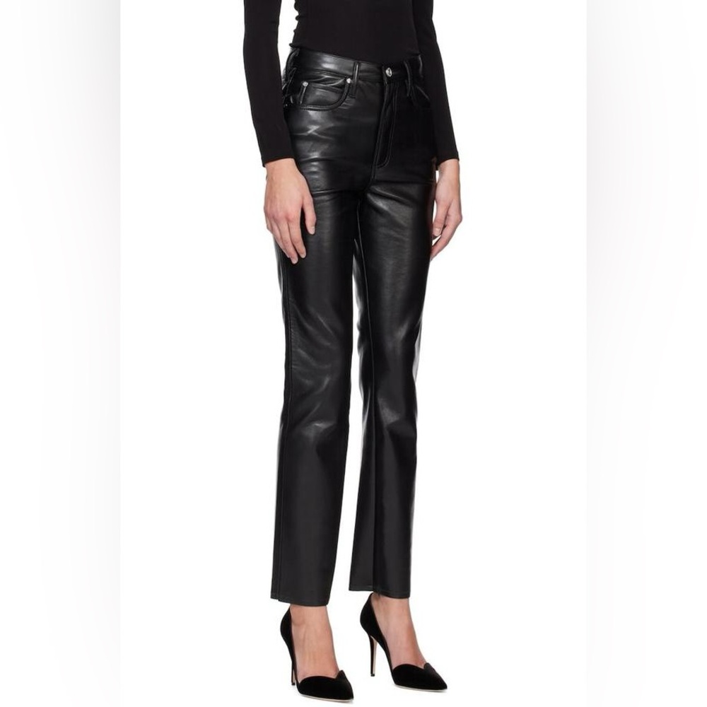 Frame Le High n Tight straight in black recycled leather edgy coachella moto